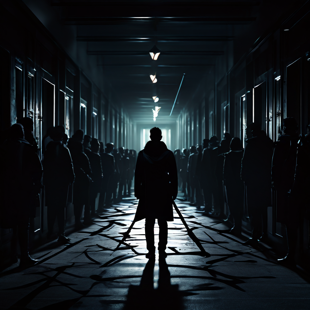 학교 폭력 가해자들이 피해자 한 명 둘러싸고 몰아세우는 집단 괴롭힘