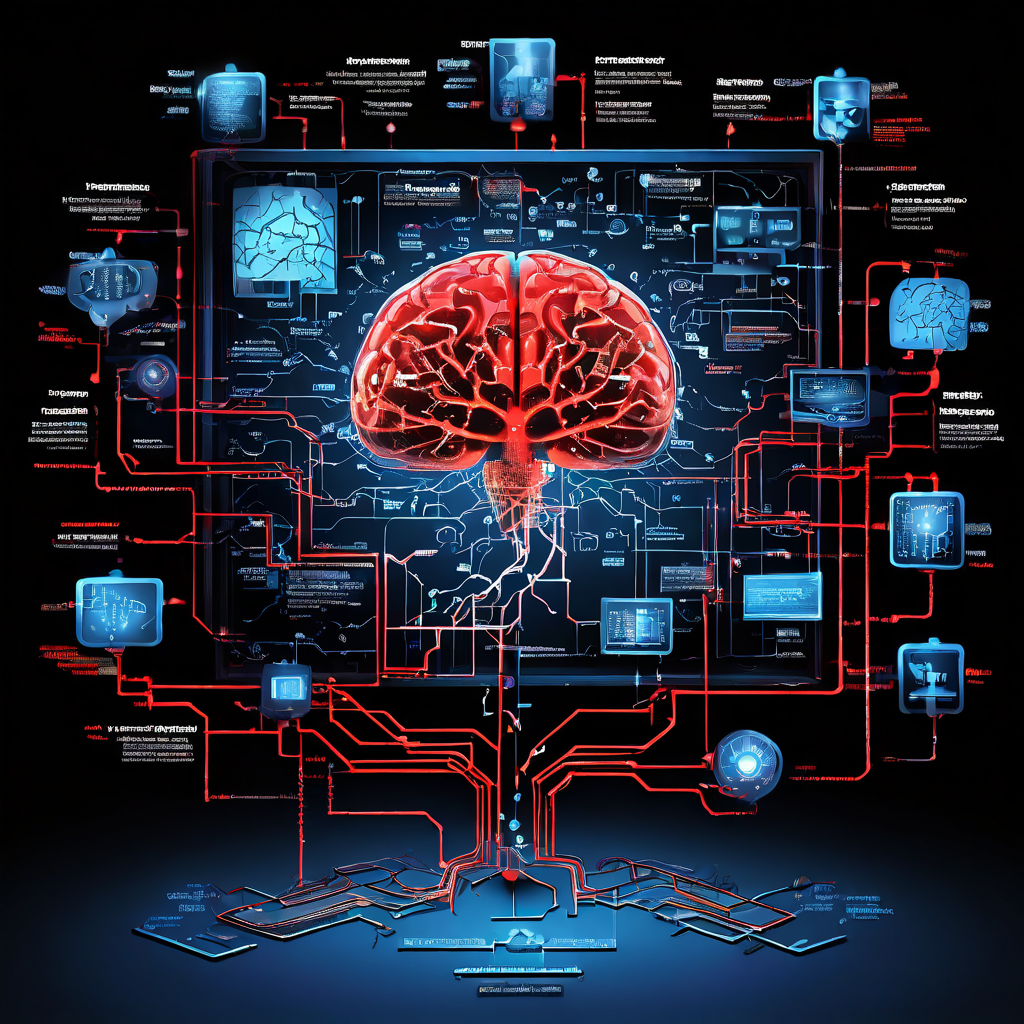 편향된 뇌의 의사결정 경로가 통제 불능 상태와 데이터 붕괴로 이어지는 과정을 다이어그램으로 시각화한 복잡한 플로우차트 이미지입니다.